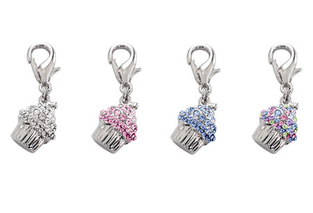 Crystal Cupcake Dog Collar D-Ring Charm Multicolor