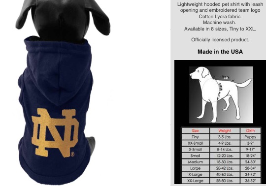 University of Notre Dame Dog Hoodie