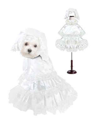Wedding Dog Dress with Veil