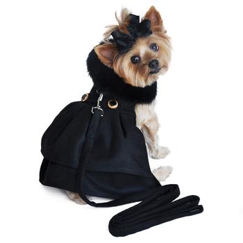 Black Wool and Silver Dog Fur Coat