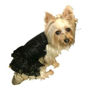 Black Candy Cane Sequin Dog Dress